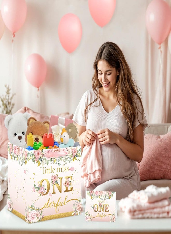 Woosytoo حقيبة هدايا عيد الميلاد الأول للمولودة، حقيبة هدايا مربعة كبيرة جدًا، حقيبة هدايا ضخمة لحفلات استقبال المولود الجديد مع ورق تغليف، حقيبة ورق تغليف "ليتل ميس وندرفول" لهدايا حفلات استقبال المولود الجديد وحفلات عيد الميلاد الأول. - Image 5